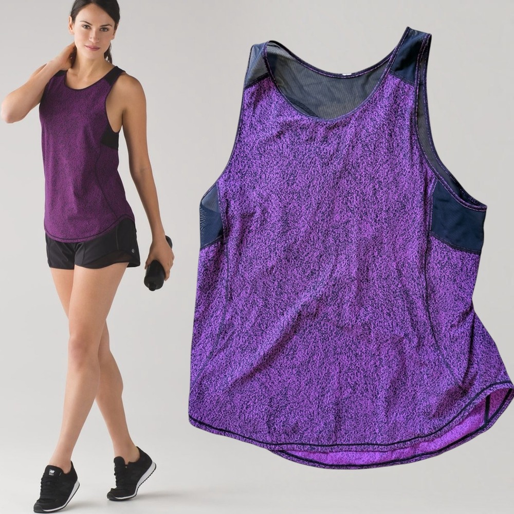 Lululemon Sculpt Tank Top Purple Space Dye Mesh Back Size 12